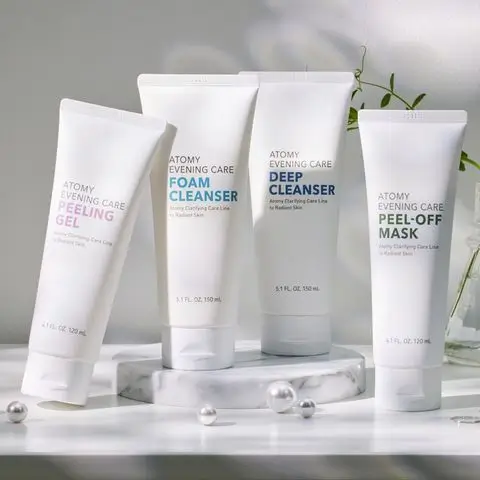 Coffret de quatre soins du soir Atomy Evening Care : Peeling Gel, Foam Cleanser, Deep Cleanser et Peel-Off Mask
